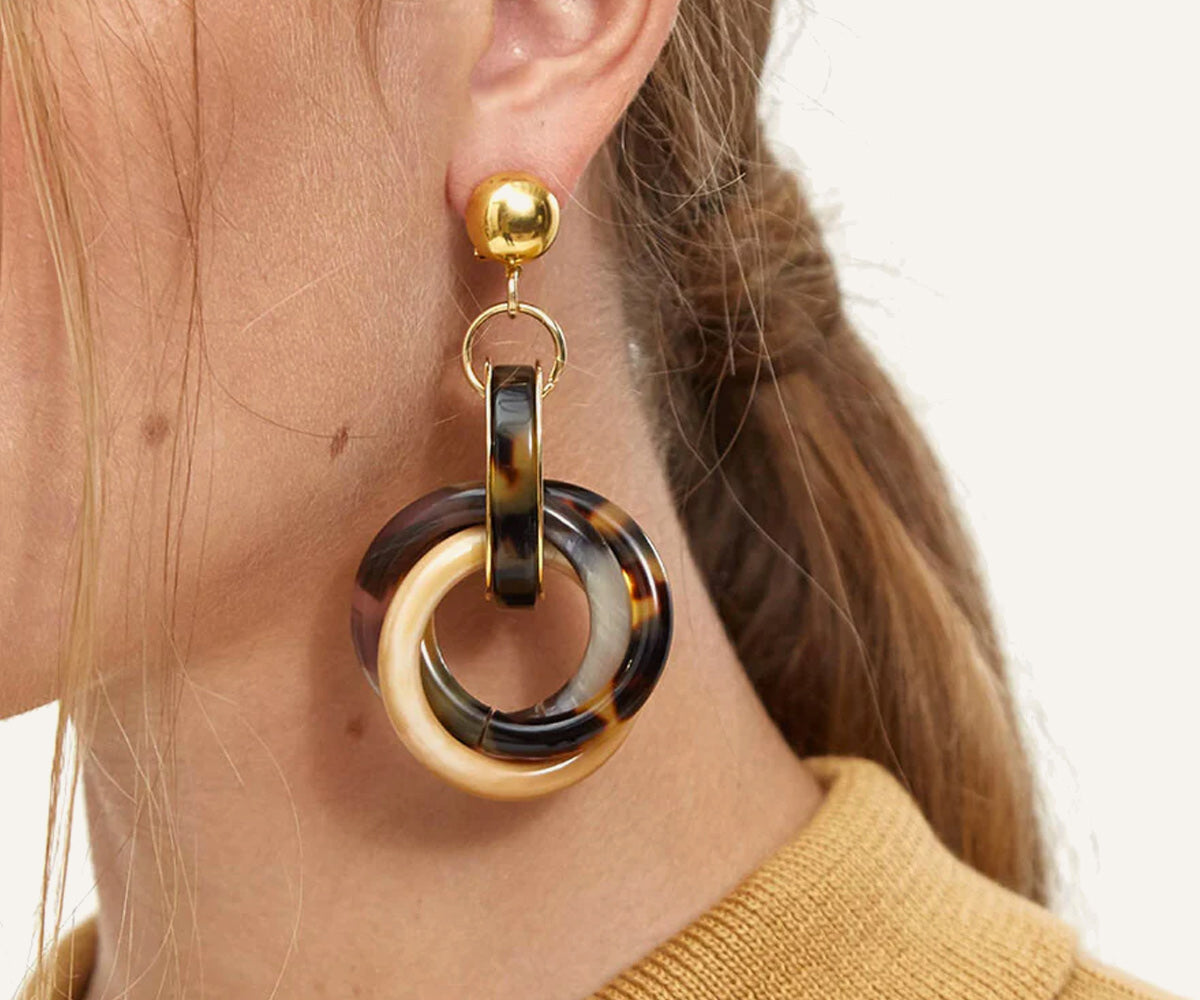 Faux Tortoise Tangle Drop Earrings